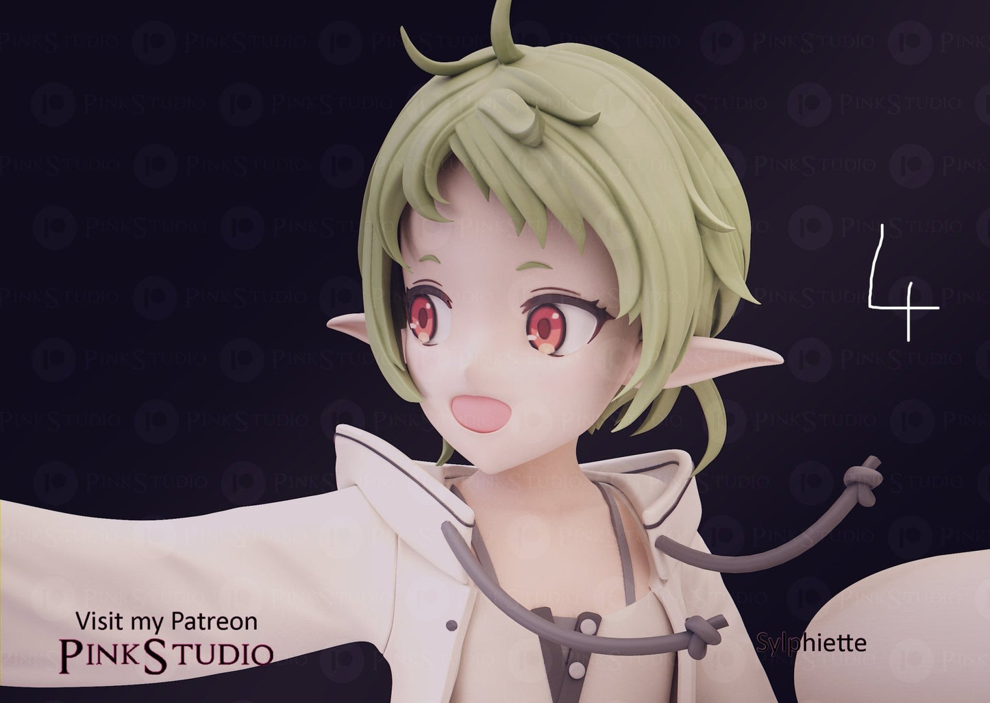 Sylphiette NSFW 3D Printed Anime Figurine Fanart by Pink Studio