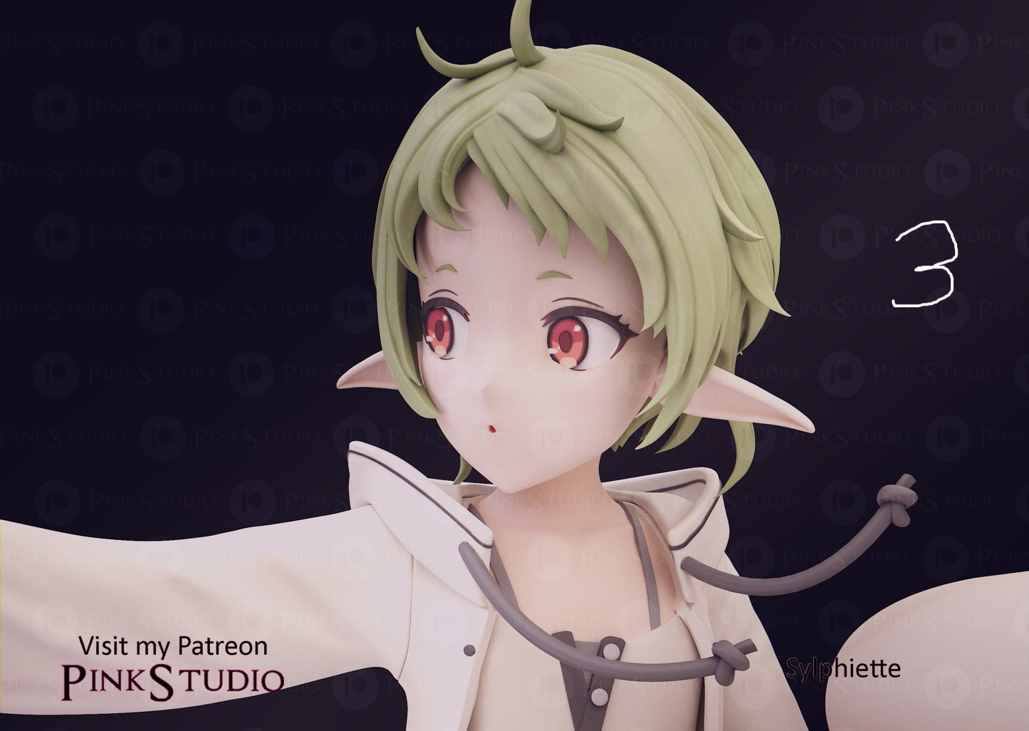 Sylphiette NSFW 3D Printed Anime Figurine Fanart by Pink Studio