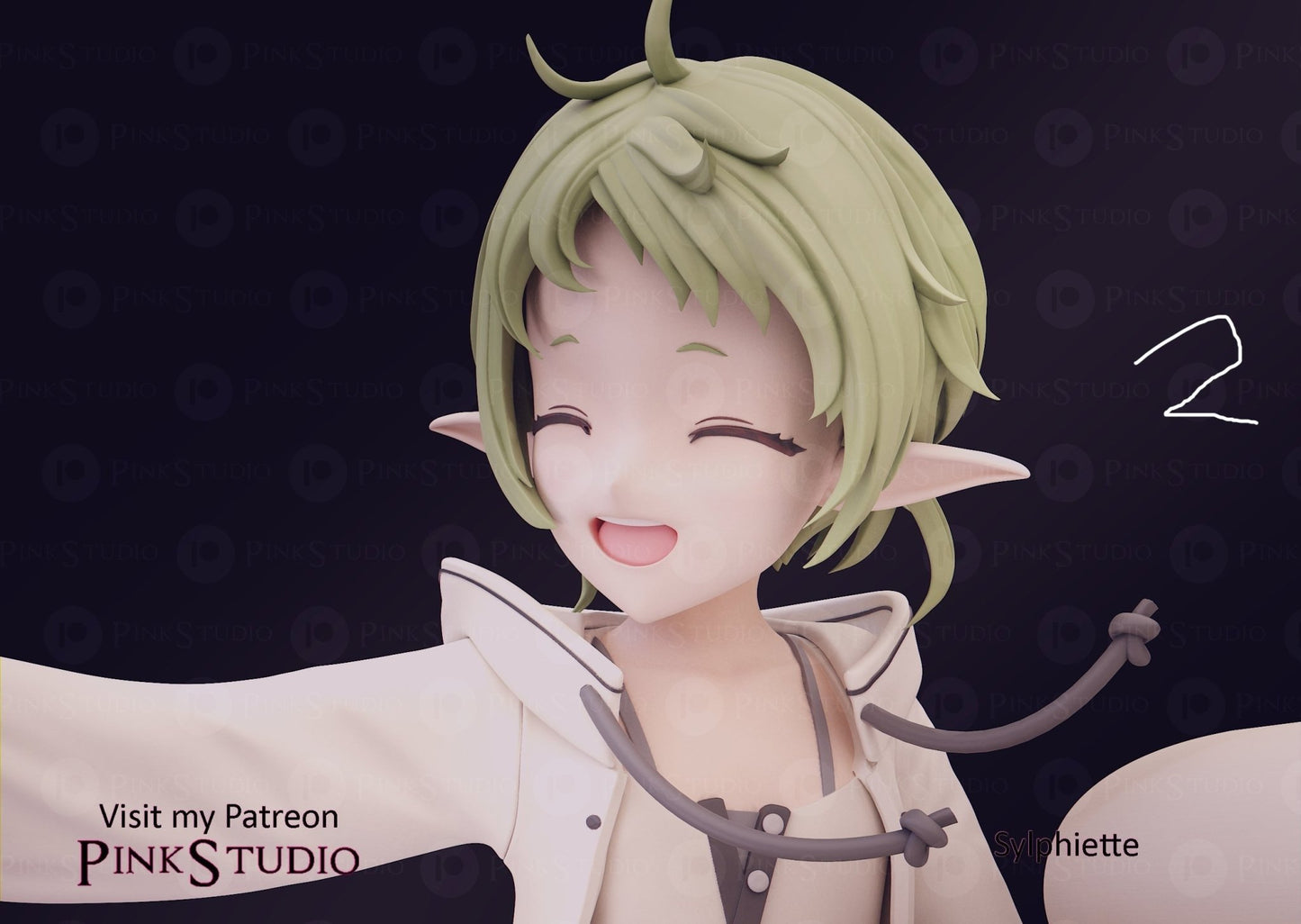 Sylphiette NSFW 3D Printed Anime Figurine Fanart by Pink Studio