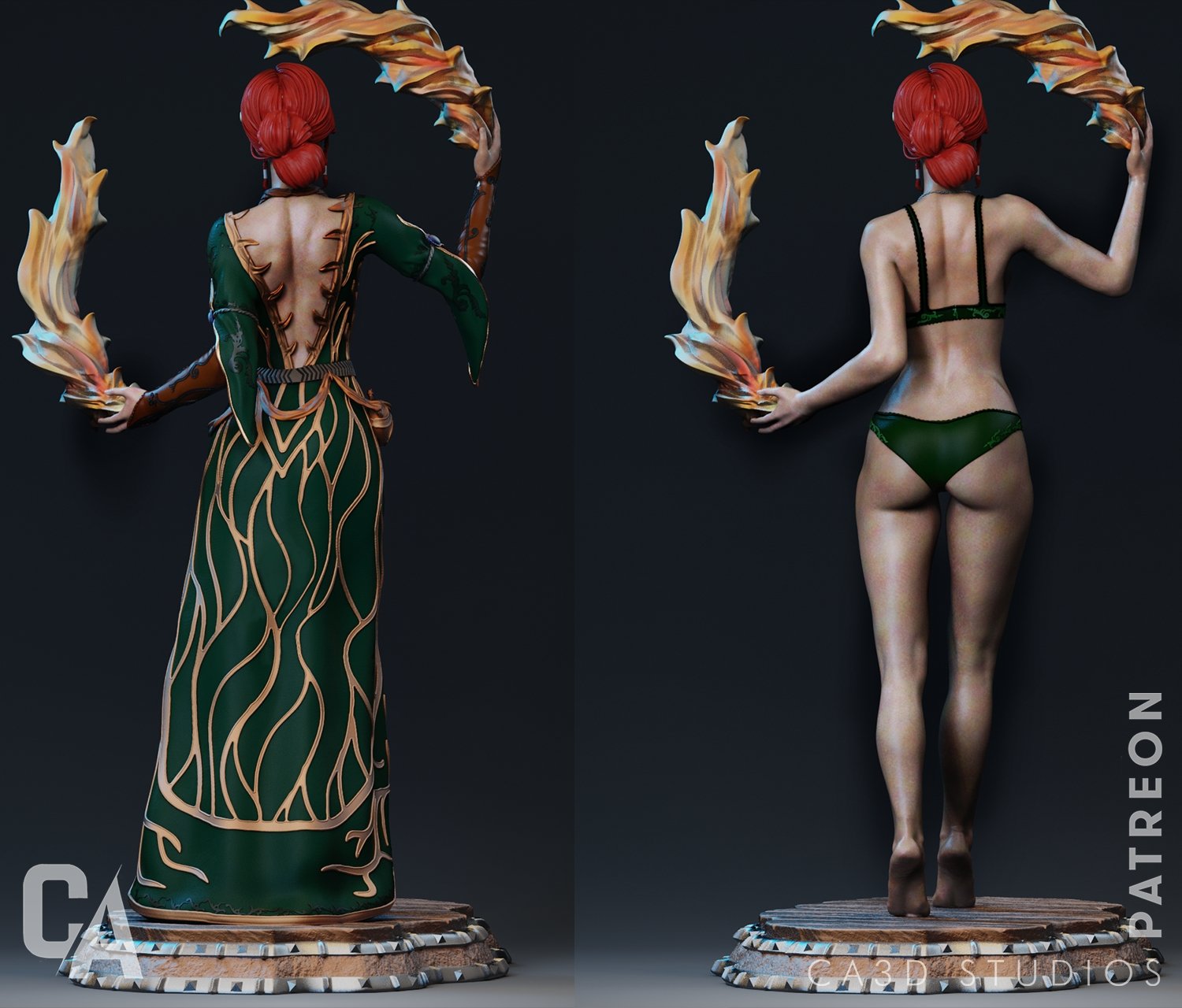 Triss Merigold 3D Printed Miniature FunArt Statues & Figurines & Collectible Unpainted by ca_3d_art