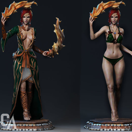 Triss Merigold 3D Printed Miniature FunArt Statues & Figurines & Collectible Unpainted by ca_3d_art