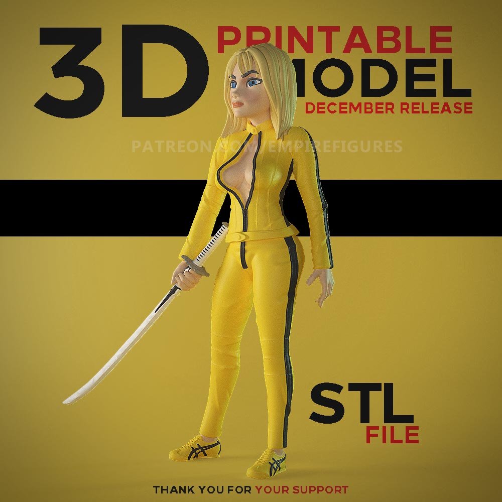 Uma Thurman Kill Bill 3D Printed Figurine Fanart DIY Kit Unpainted by EmpireFigures