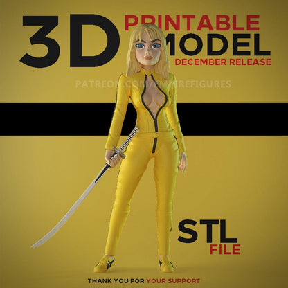 Uma Thurman Kill Bill 3D Printed Figurine Fanart DIY Kit Unpainted by EmpireFigures