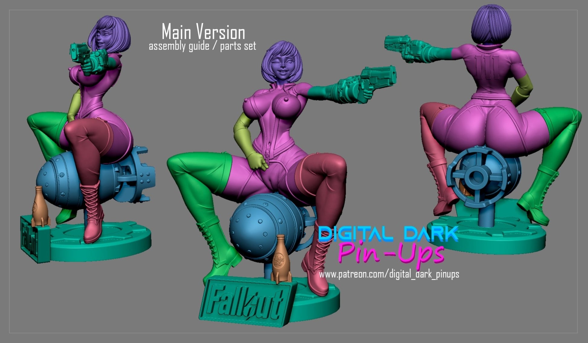 Vault Girl 3D Printed Miniature by Digital Dark Pin-Ups