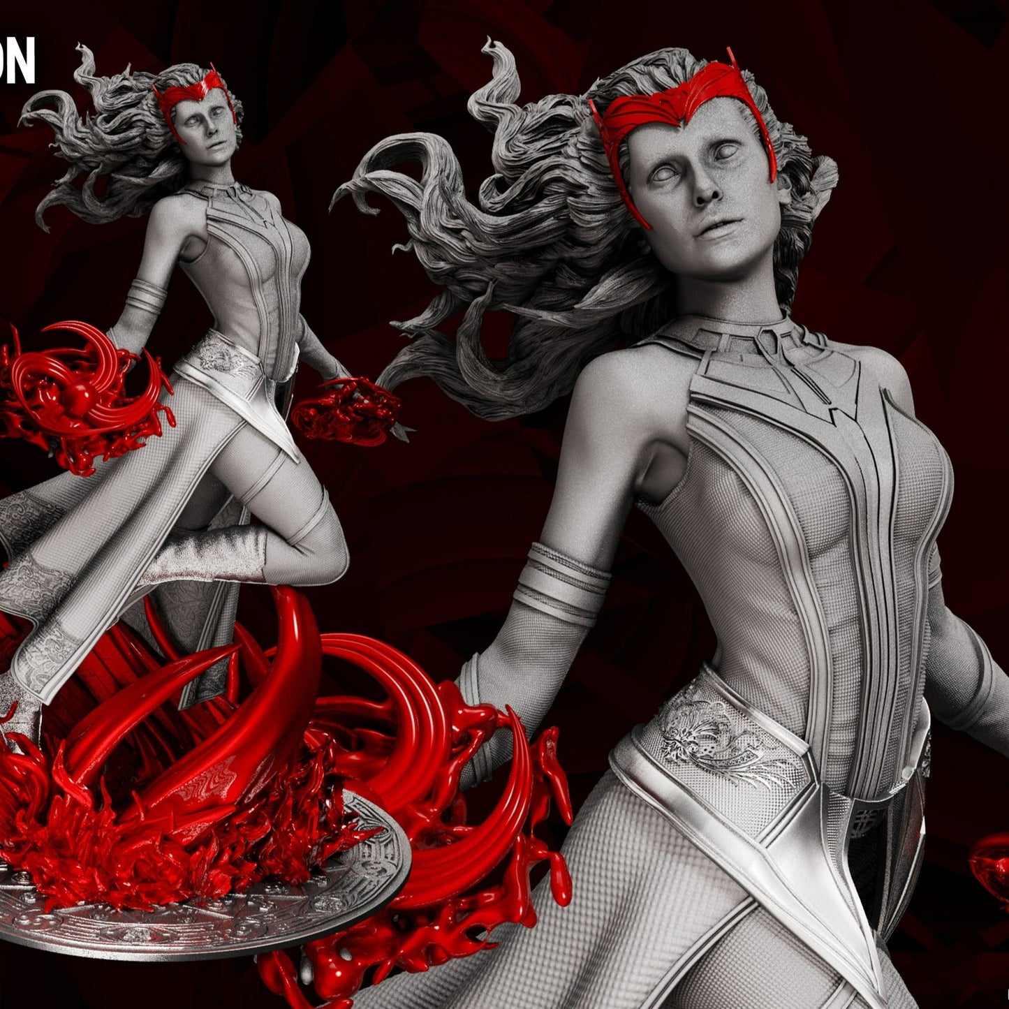 WANDA MAXIMOFF Scarlet Witch 3D Printed Figurine FunArt | Diorama by Wicked UNPAINTED GARAGE KIT
