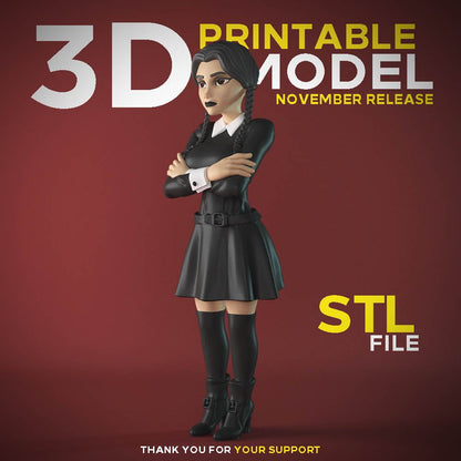 Wednesday 3D Printed Figurine Fanart DIY Kit Unpainted by EmpireFigures