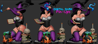 Witch 3D Printed Figurine FunArt by Digital Dark Pin-Ups