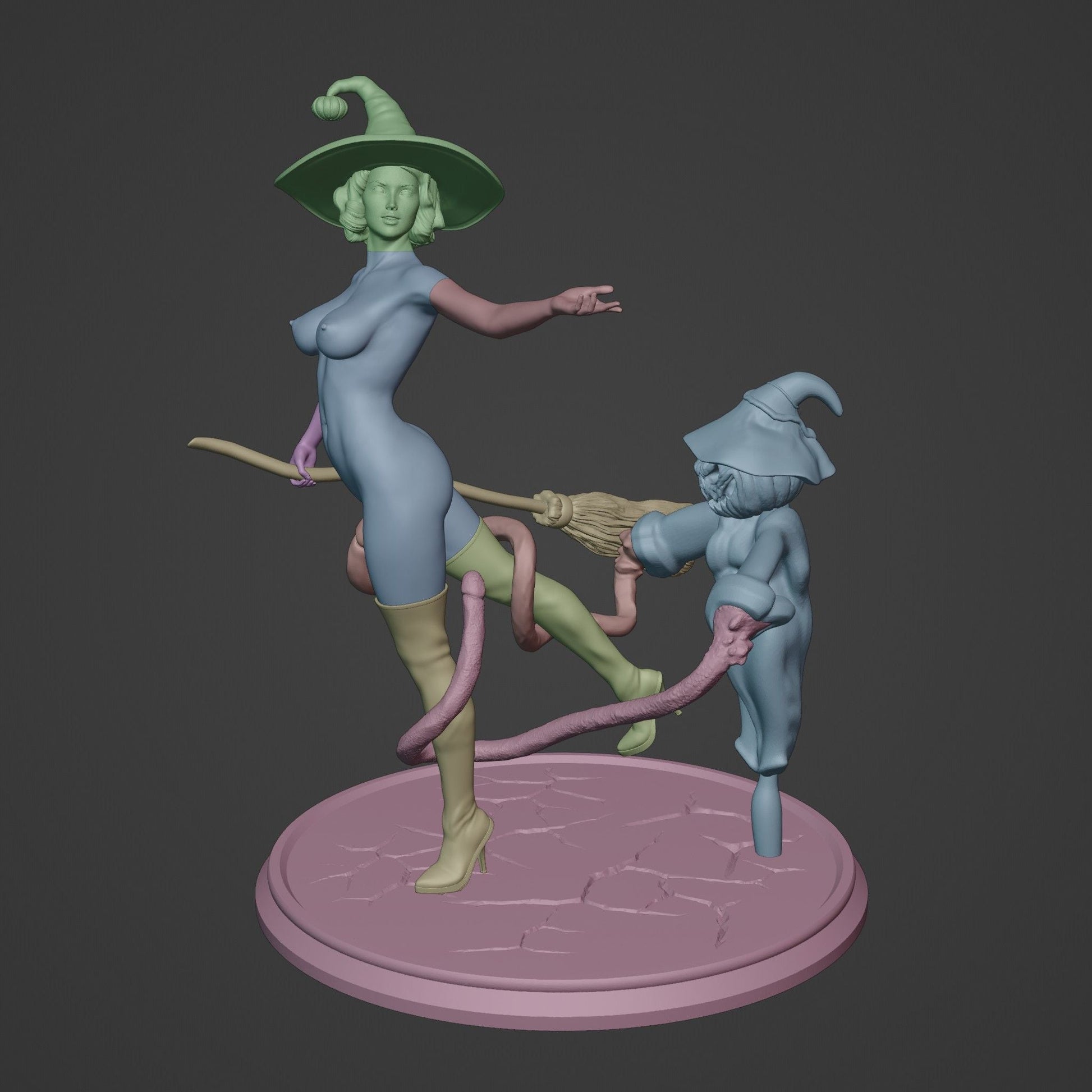 Witches fun on Halloween | 3D Printed | Funart | Unpainted | NSFW | Figurine