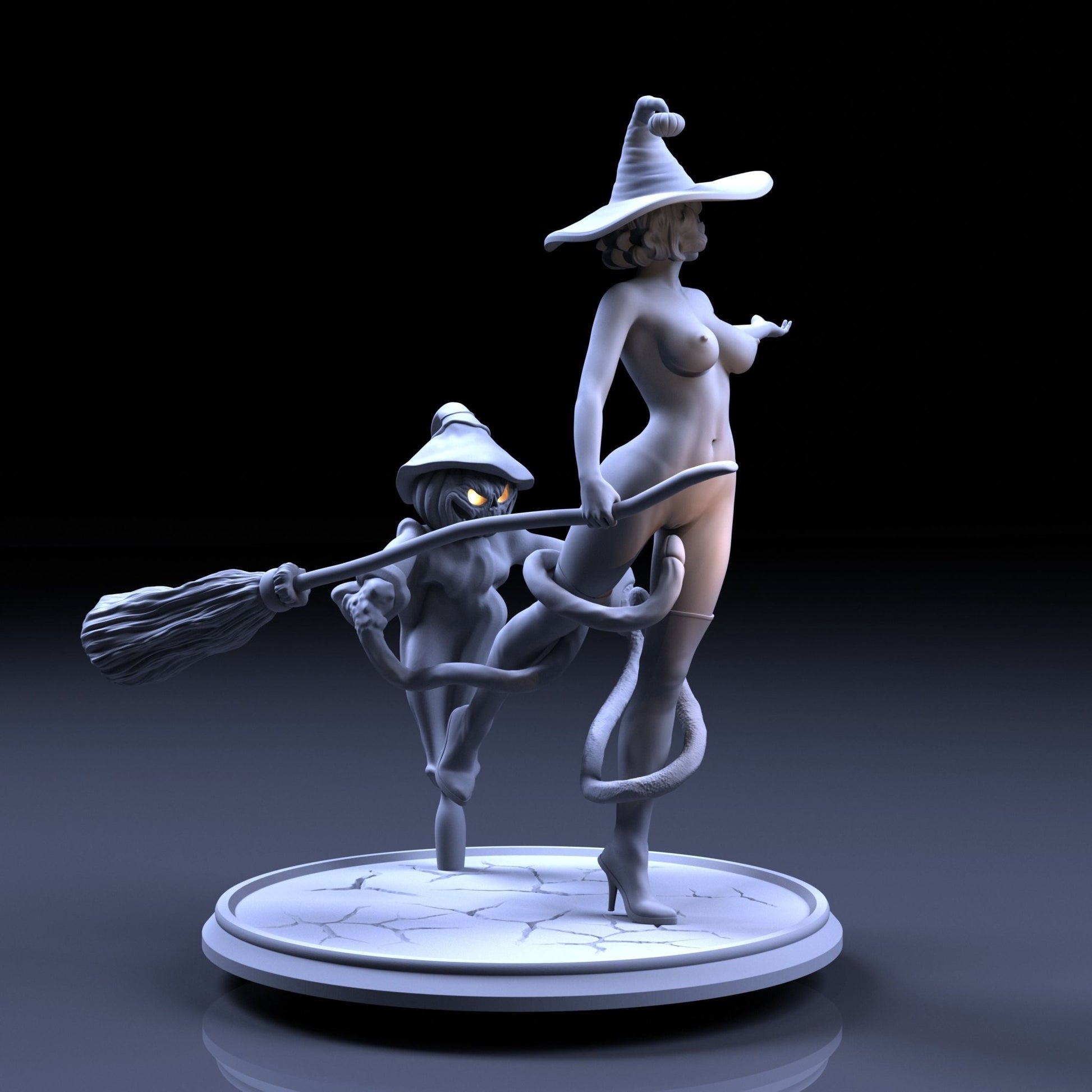 Witches fun on Halloween | 3D Printed | Funart | Unpainted | NSFW | Figurine