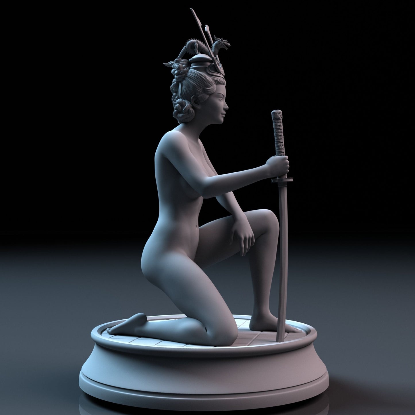 Woman Samurai | 3D Printed | Fanart | Unpainted | NSFW | Figurine | Figure | Miniature |