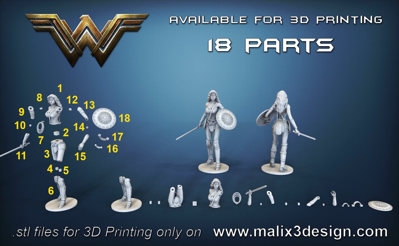 Wonder Woman 3D Printed Resin Figure Model Kit FunArt | Diorama by SANIX3D UNPAINTED GARAGE KIT