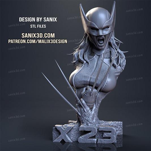 X-23 (Laura Kinney) BUST 3D Printed Resin Figure Model Kit FunArt | Diorama by SANIX3D UNPAINTED GARAGE KIT