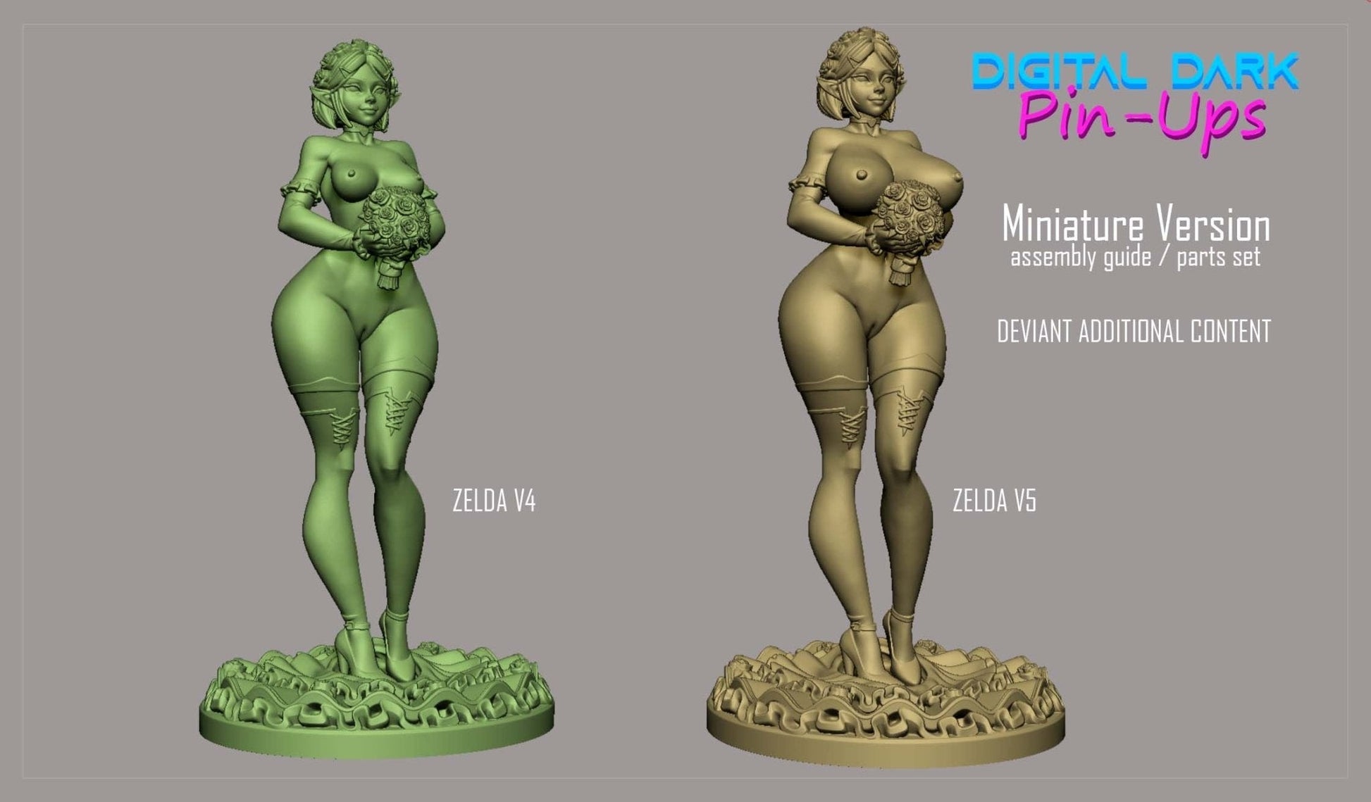 Zelda Bride NSFW 3D Printed Miniature FunArt by Digital Dark Pin-Ups